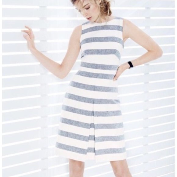 J. Crew Dresses & Skirts - J.Crew Striped A-Line Basket Weave Dress size 4